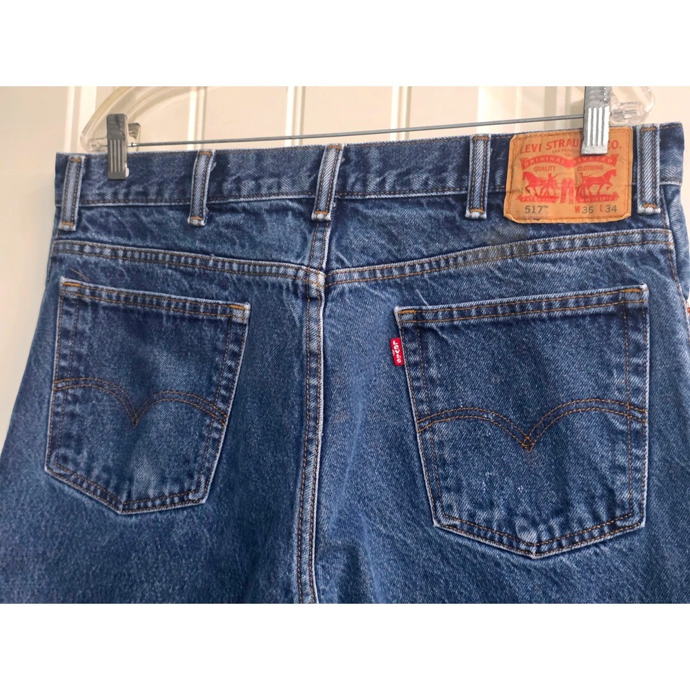Levis 517 Bootcut Jeans Mens 36x34 Medium Wash Blue Denim Cotton Pants - Picture 4 of 11